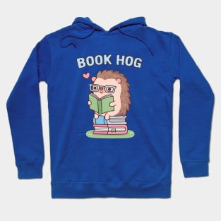 Funny Book Hog Pun, Cute Hedgehog Loves Reading Hoodie